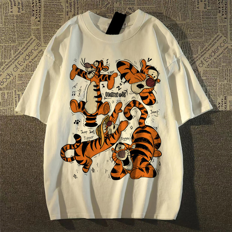 Camiseta Tigrão Ursinho Pooh Blusa100% Algodão Fofa Camisa Desenho T-Shirt Feminina Masculina