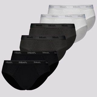 Kit 6 Cuecas Algodão Slip Mash Preta, Branca e Cinza em Oferta na Shopee