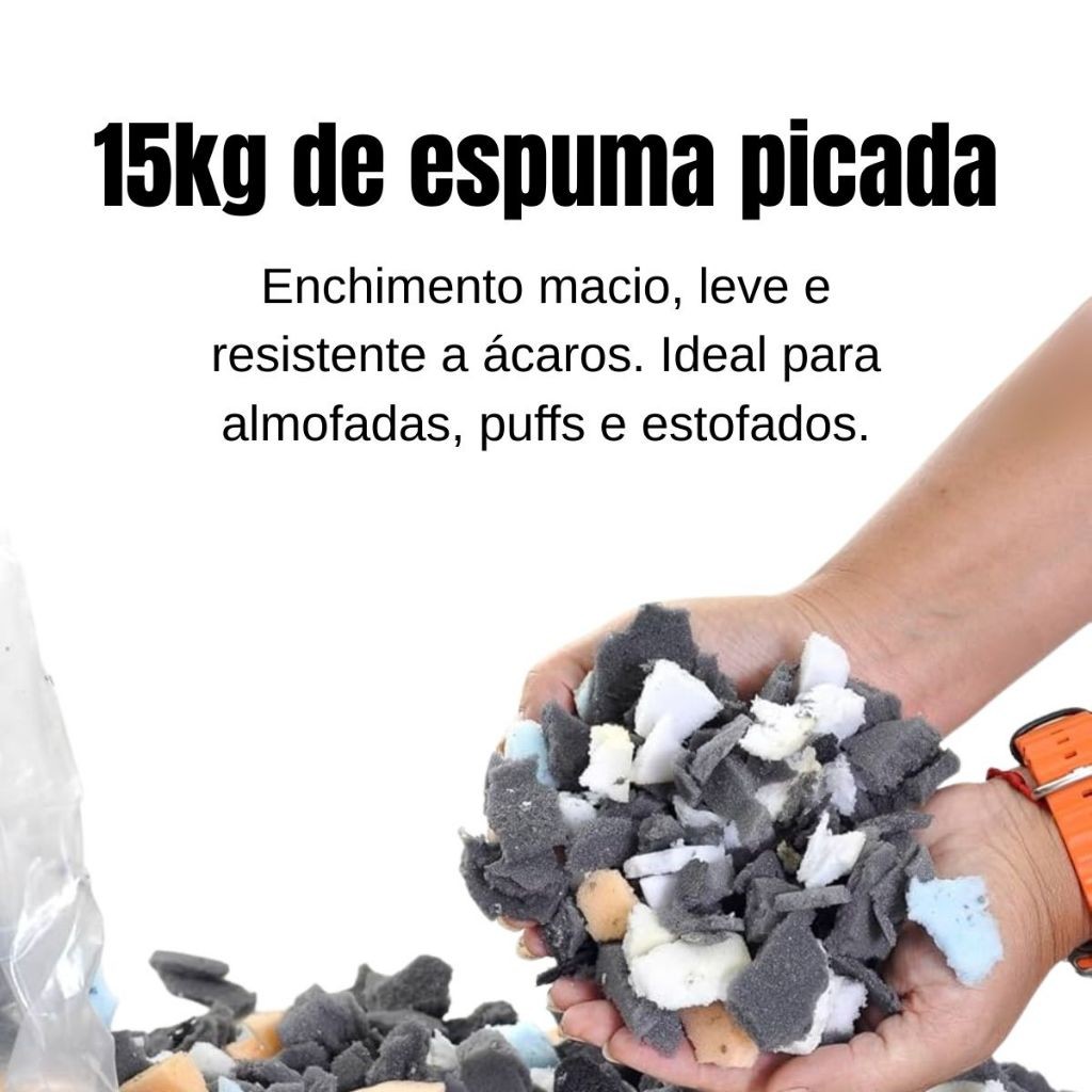 Flocos Espuma 15KG Almofadas Travesseiros CamaPet Colchões Colchonetes Puffs Estofados limite 01item por pedido