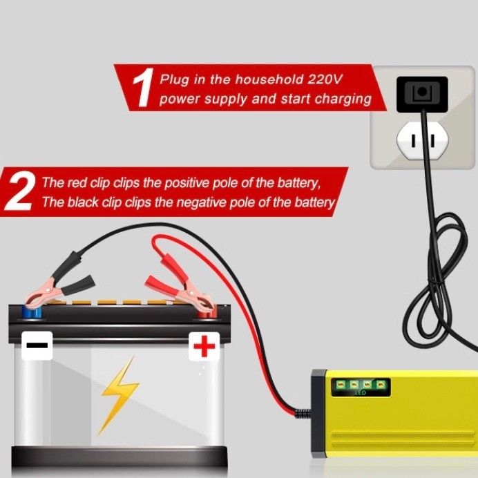 Carregador de bateria de motocicleta 12V2A-3A carregador de bateria de carro KA-1218 em Oferta na Shopee