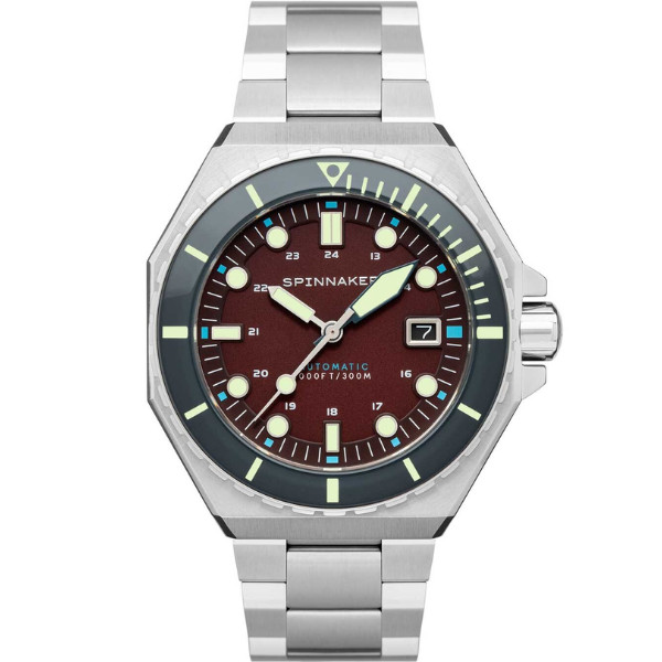 Relógio Spinnaker Automático Dumas Bordeaux SP-5081-AA | SEIKO NH35 TMI, Safira, 300M, Caixa 44mm