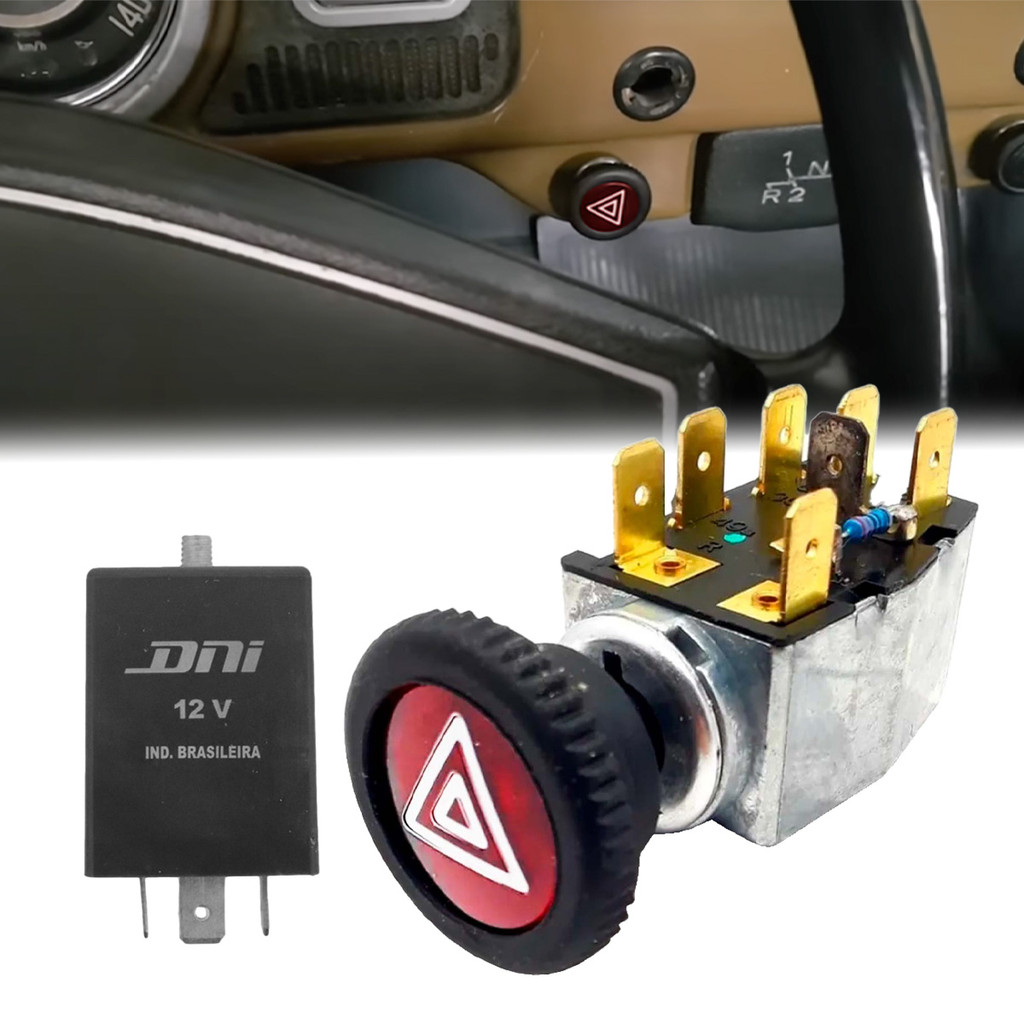 Kit Carro Fusca Kombi Brasilia 74 Relé Pisca + Interruptor Alerta DNI Original em Oferta na Shopee