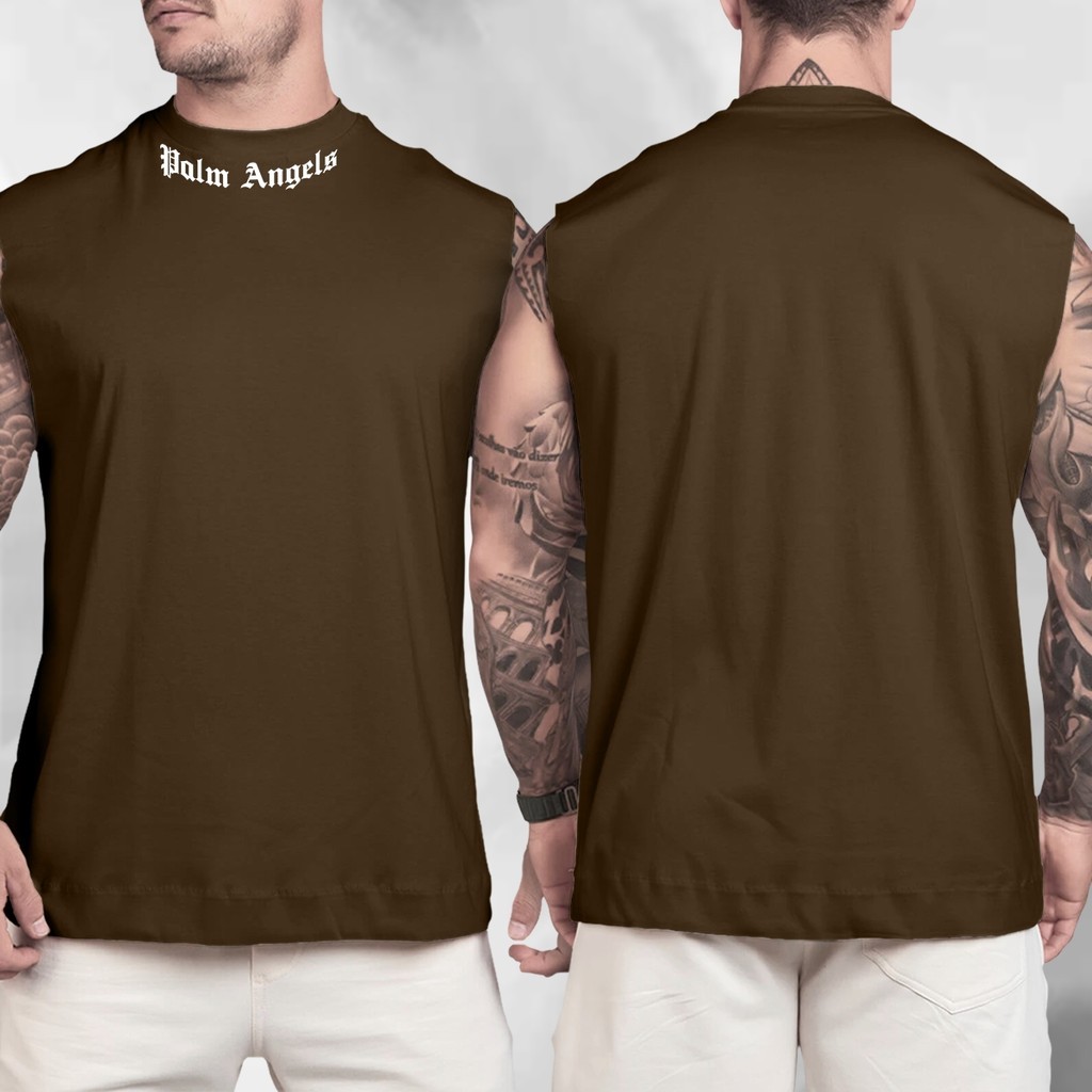 Camiseta Regata Oversized Streetwear 100% Algodão Estampada Palm Angels Treino