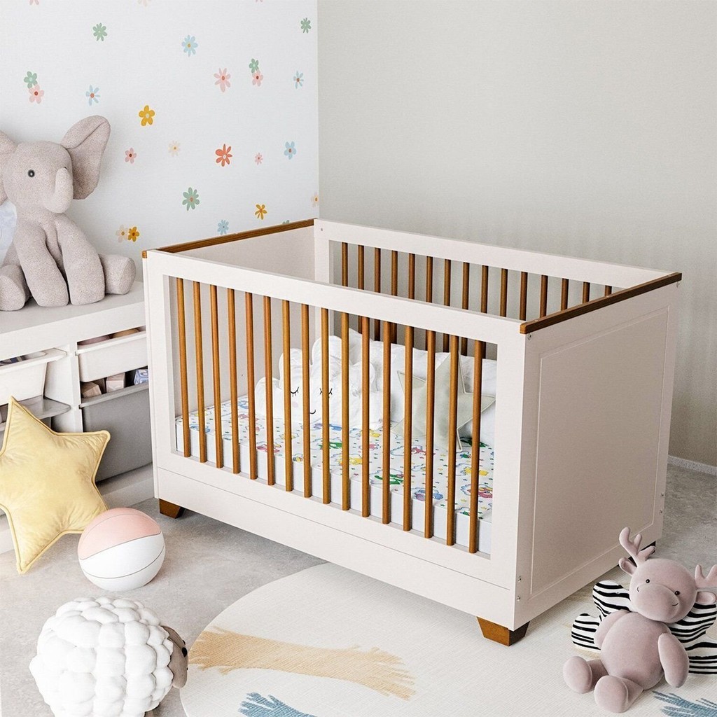Berço 2 em 1 com Colchão com Grades em Madeira Maciça Ananda Casatema MadeiraOriginals em Oferta na Shopee