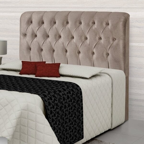 Cabeceira King Estofada 198cm Grécia  Palha em Oferta na Shopee