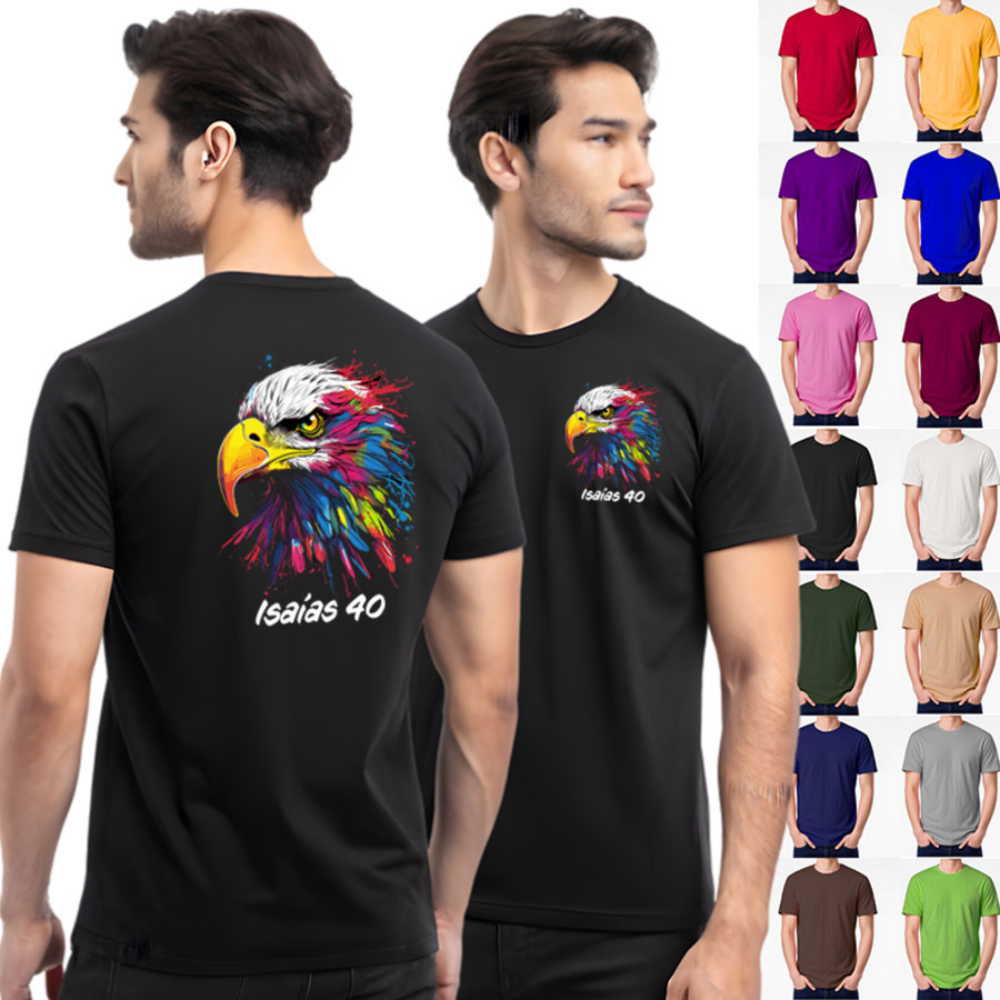 Camiseta Estampa Águia Isaías 40  Unissex 100% Algodão Feminina Masculina T-Shirt