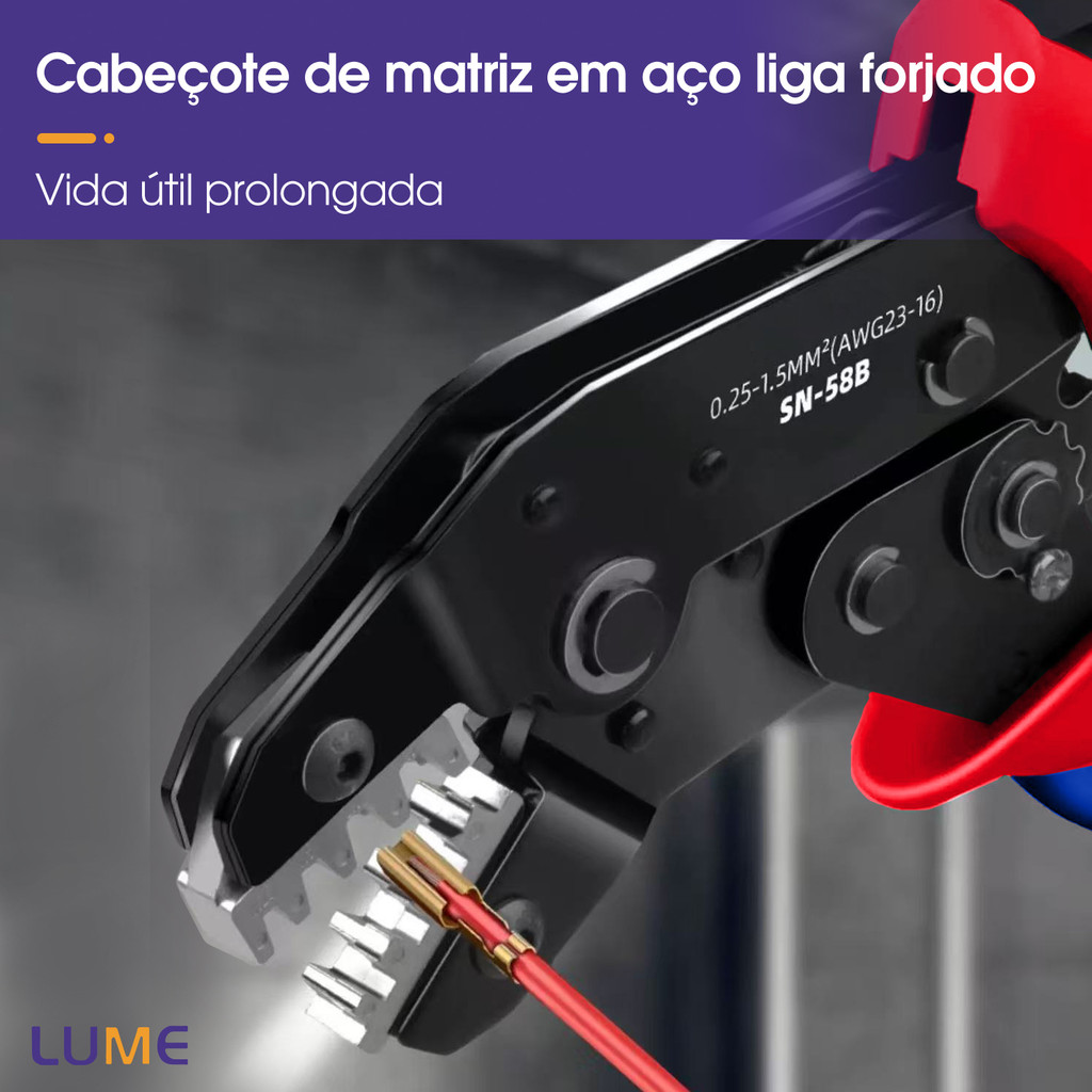 Alicate Prensa Crimpar Para Terminais de chicote elétrico com mola 0,25 Até 2,5mm² AWG 24-16 Isolamento Ferramentas