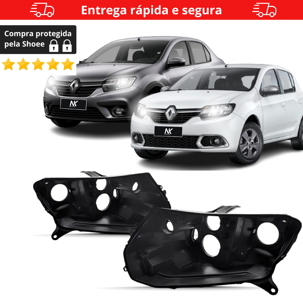Par/Un Carcaça Farol Sandero Logan 2014 2015 2016 á 2019 em Oferta na Shopee
