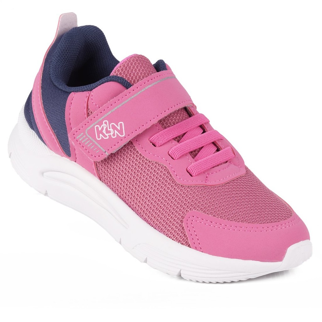 Tênis Infantil Klin Menina Casual Esportivo  com Velcro e  Elástico Super Confortável  - Rosa em Oferta na Shopee