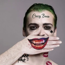 Maquiagem Halloween Adesiva Tatuagem Temporária 3D Fantasia Arlequina e Coringa