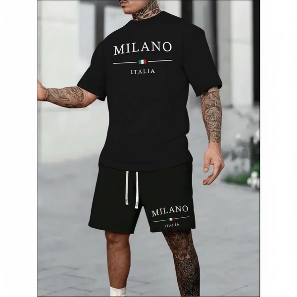 Conjunto Masculino Camiseta e Short Tectel Milano Kit Com Camisa 100% Algodão e Bermuda
