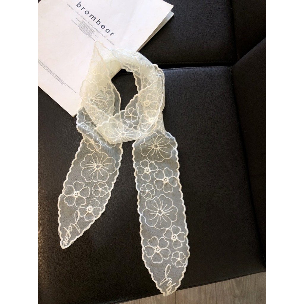 Francês romântico bege laço arco pescoço ornamentos lenços de seda faixas de cabelo longo Streamers gravata pescoço prim