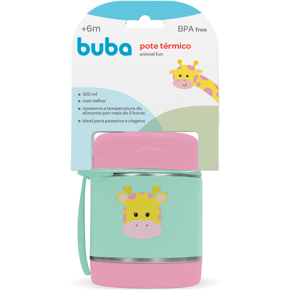 Pote Térmico Infantil Tampa Talher Animais Fun 12122 - Buba