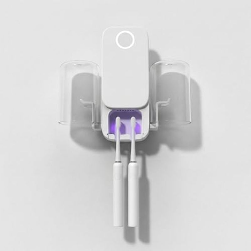 Suporte Desinfetante Para Escova De Dentes UV Montado Na Parede Banheiro , De Limpeza Leve UVC + UVA Com Ventilador De S