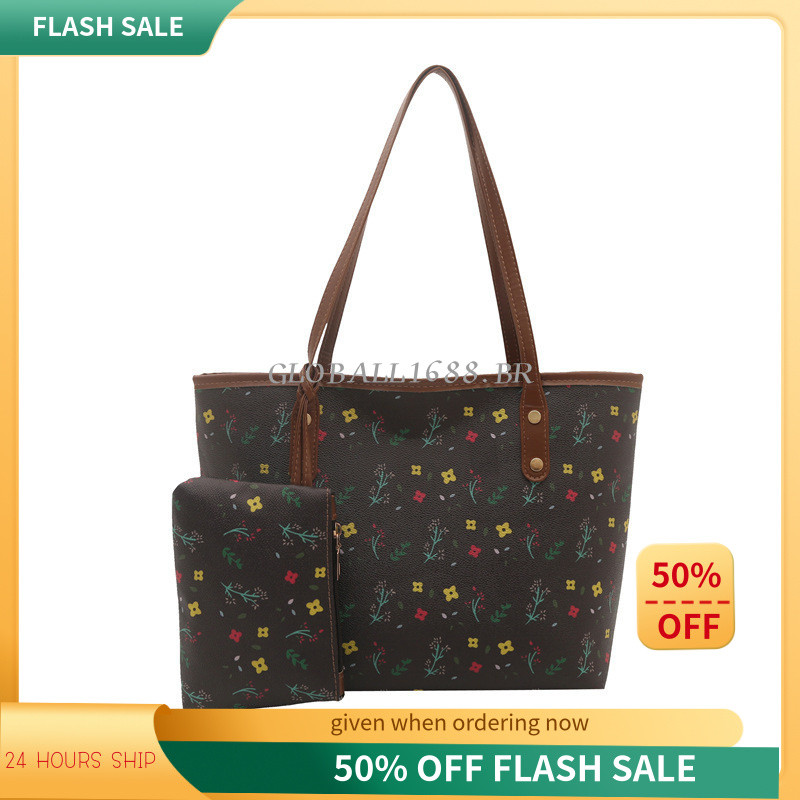 {ESTOQUE PRONTO} Novo estilo verão impresso grande capacidade Commuter elegante sacola moda bolsa de ombro feminina