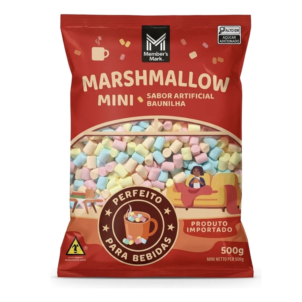 Marshmallow Mini 500g Member's Mark Baunilha Para Café Chocolate Quente Sobremesas