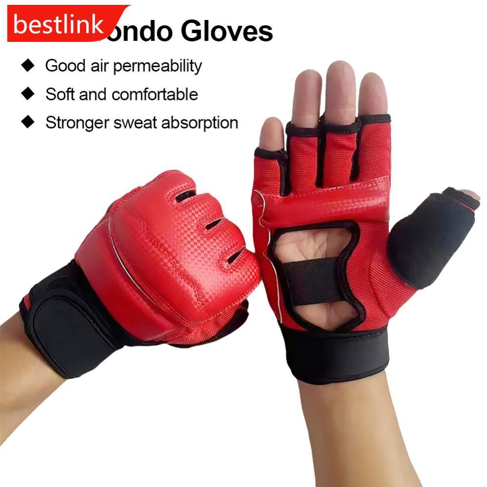 BESTLINK Metade Dedo Luvas De Boxe Couro Do Plutônio MMA Luta Kick Karate Muay Thai Treinamento Treino B2Q8