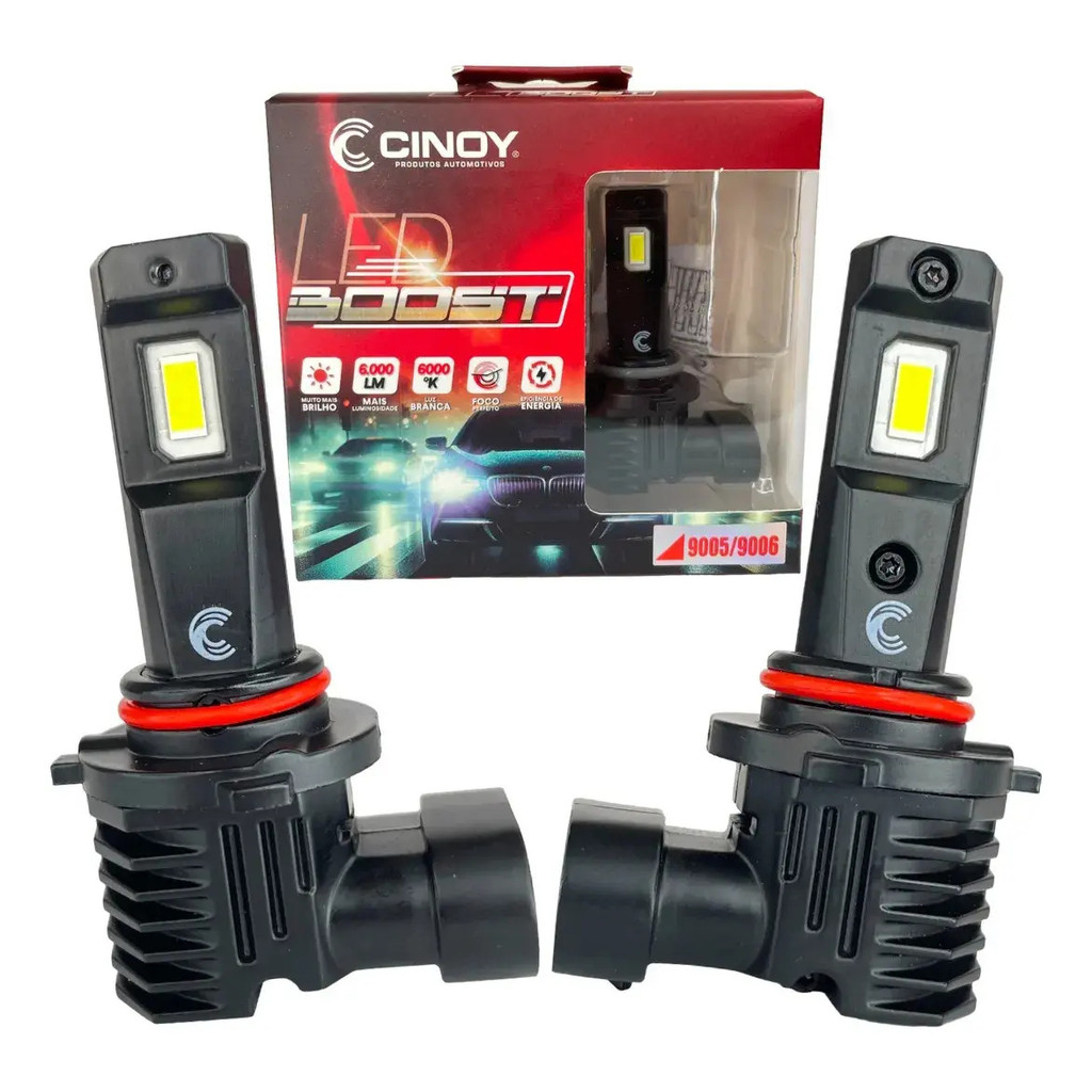 Lâmpada Ultra Led Boost Cinoy Hb3 Hb4 6000l 6000k Só Plugar