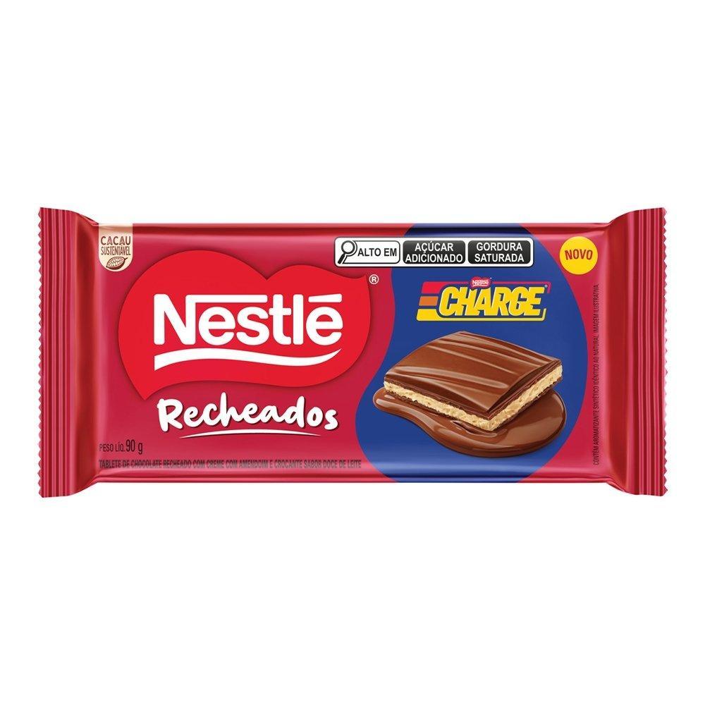 Chocolate Nestlé Charge Recheado Tablete 90g - Embalagem com 14 Unidades
