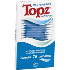Hastes Flexíveis Bastonetes Topz - 6 Embalagens com 75 Unidades