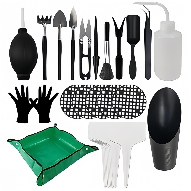 Mini Conjunto De Ferramentas De Jardim Compactas De 30 Peças Para Suculentas E Bonsai-Alças De Aço Inoxidável Duráveis