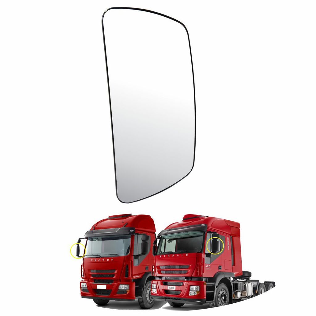 LENTE VIDRO ESPELHO RETROVISOR INFERIOR STRALIS/TECTOR/CURSOR/NOVO TRAKKER 2008 A 2022 504197878/SKU827