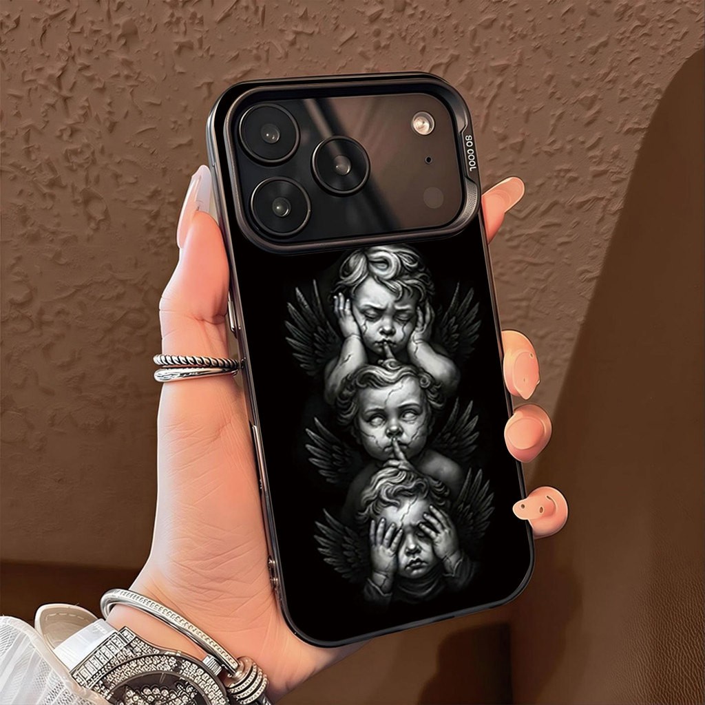 Anjo Três Não Estilo Dark Capa Capinha Para iPhone 7 8 14 15 16 Plus XS XR 11 12