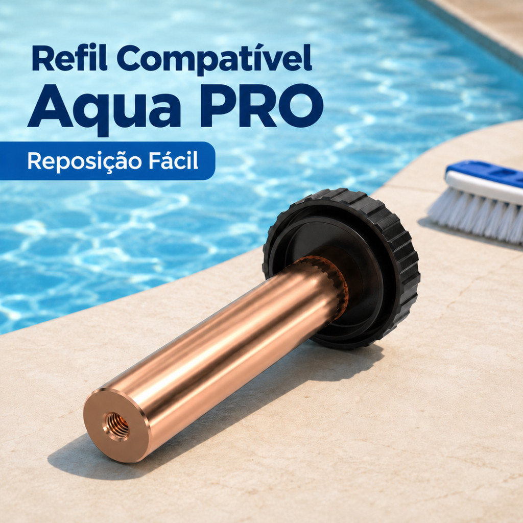 Refil Compatível Aqua PRO Eletrodo de Cobre Para Ionizador Solar Piscina 120000 L