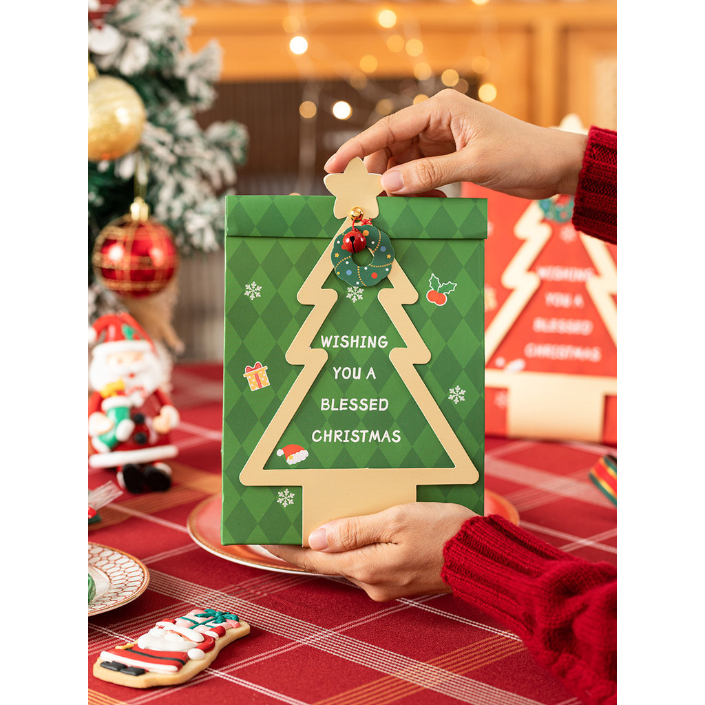 Saco de presente de natal saco de presente saco de presente de natal floco de neve biscoito crocante caixa de presente d