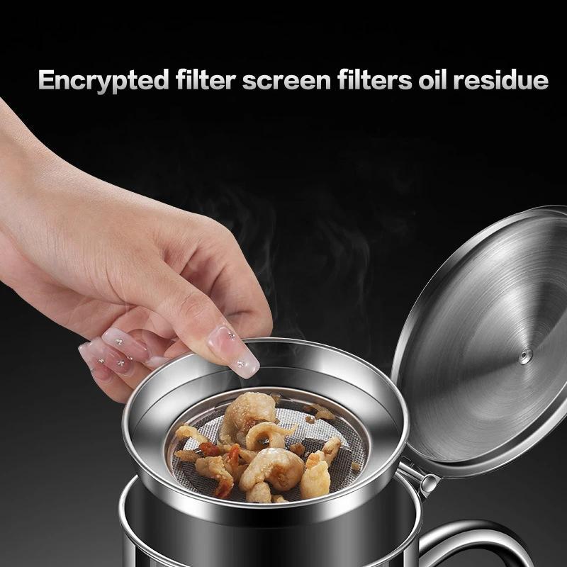 Fengjue Pote De Filtro De Óleo De Cozinha Recipiente Separador Garrafa Armazenamento De Aço Inoxidável Tanque Com Malha