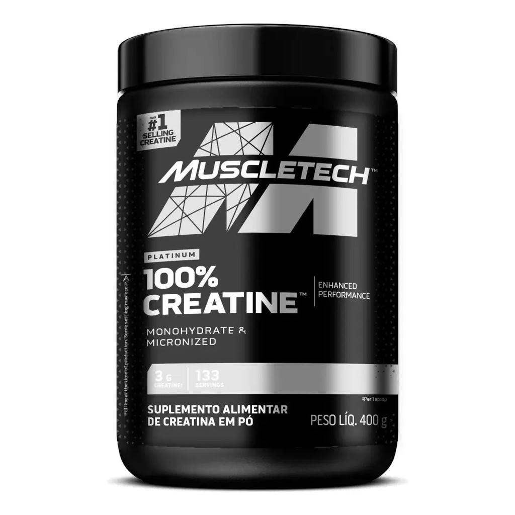 Creatina Platinum 400g MuscleTech - 100% Creatina Monohidratada | Alta Pureza | Força e Desempenho