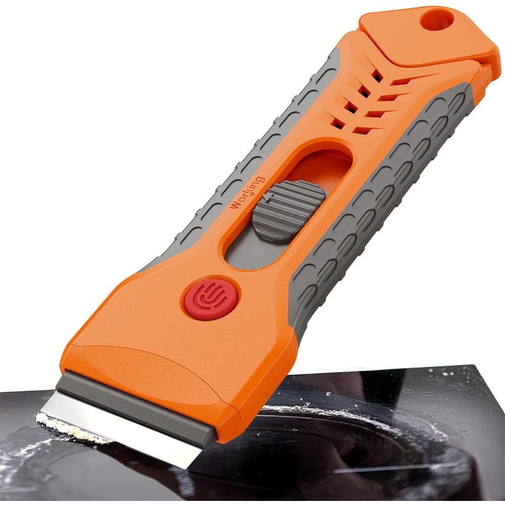 Ferramenta de Limpeza Anti-riscos para Forno, Vidro de Fogão e Cooktop com Caixa de Armazenamento, 15 Unidades de Reposi