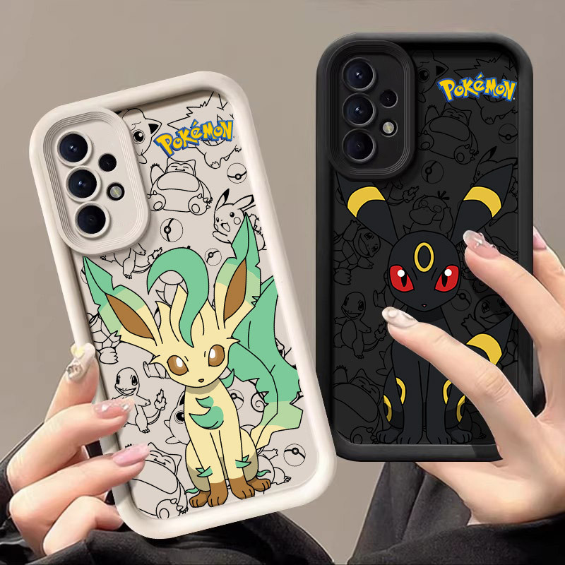 Capa de celular com personagens de desenho animado adequada para Pokémon Folha, Pokémon Chuva, Pokémon Água e Eevee.