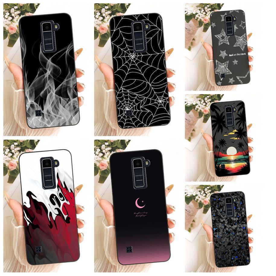 Para LG K10 2016 Caso K430 K420 K410 Capa À Prova De Choque Luxo Pôr Do Sol Aranha Web Silicone Macio Telefone LGK10 K 1