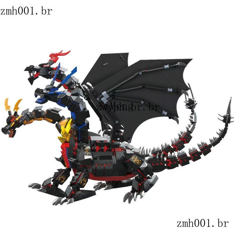Jurassic World dinossauro escuro três cabeças dragão compatible Lego Ninjago crianças ABS brinquedo blocos de construção