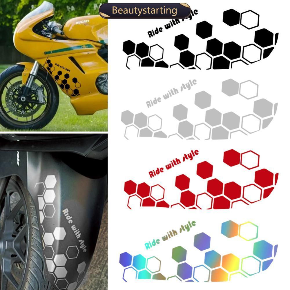 BEAUTYSTARTING Universal Motocicleta Frente Fender Corpo Pente Estilo Adesivos Reflexivos Decalque À Prova D'água G1V8