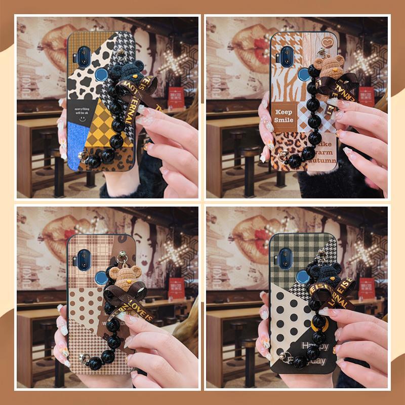 Capa De Telefone Fofa À Prova D'água Para MOTO ONE Hyper silicone Pingente De Pérola Preta Desenho Animado Simplicidade