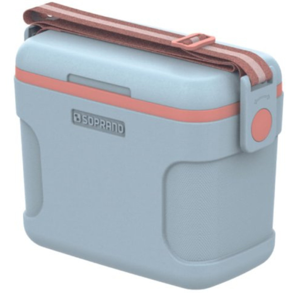 Caixa Térmica Cooler Soprano Sunset 8L Azul Laranja Com Alça Tiracolo Porta Copos Conserva 24 Horas