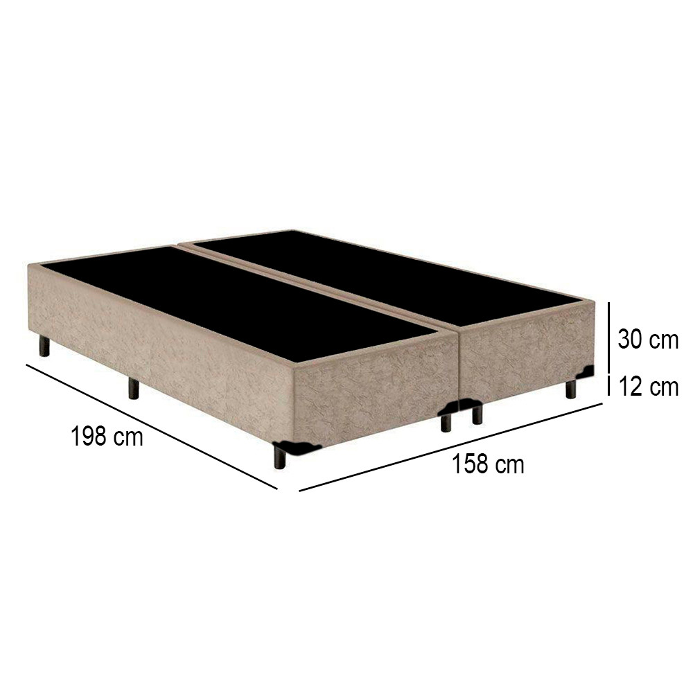 Cama Box Queen Bipartido Suede Mega Cama Bege 158x198x42cm — imagem 2 de 2