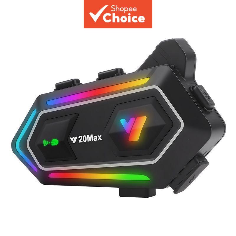 Y20 MAX RGB LED Fones de Ouvido Bluetooth para Capacete de Motocicleta, à Prova d'Água, Intercomunicador