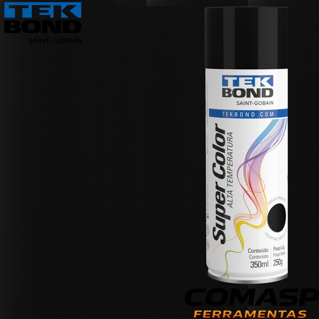 Tinta Spray Alta Temperatura Preto Fosco TekBond 350 ML250G
