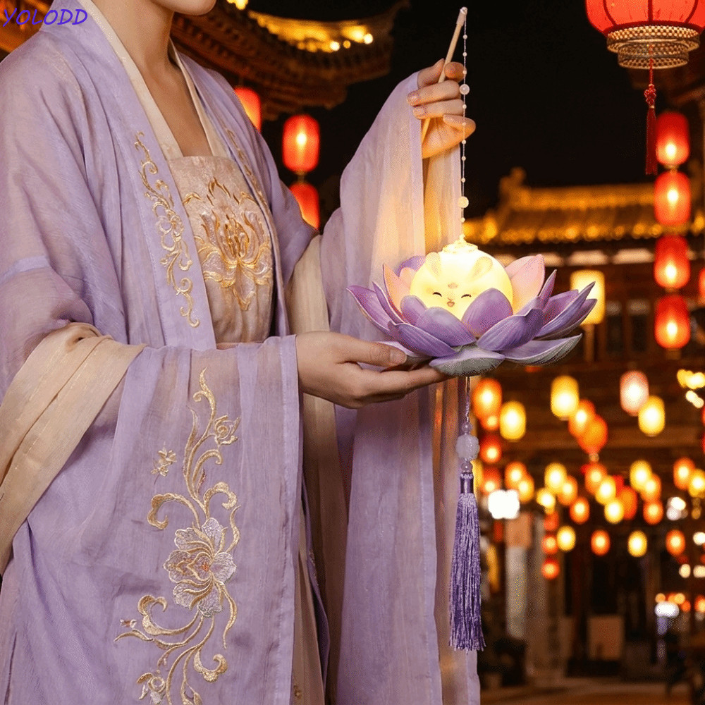Lanterna De Lótus Do Festival Meio Outono Yoloqx , Luz Luminosa De Suspensa Em Estilo Chinês , Antigo