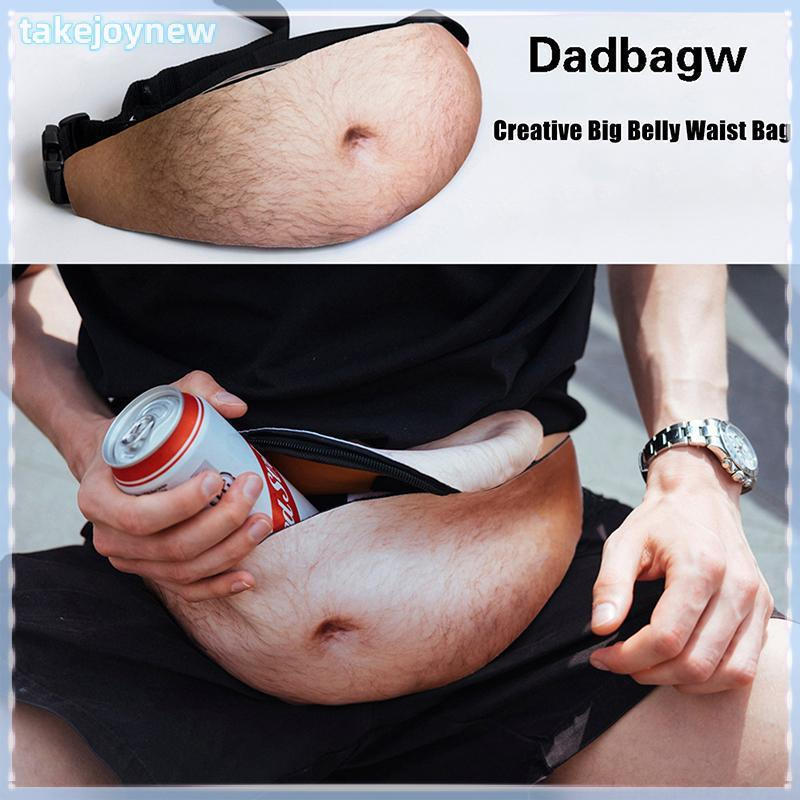 [takejoynewBR] Engraçado Pop Dad Bod Money Belt Bag Homens Bolsas De Viagem Cor De Carne Criativo Fanny Pack Cerveja Gor