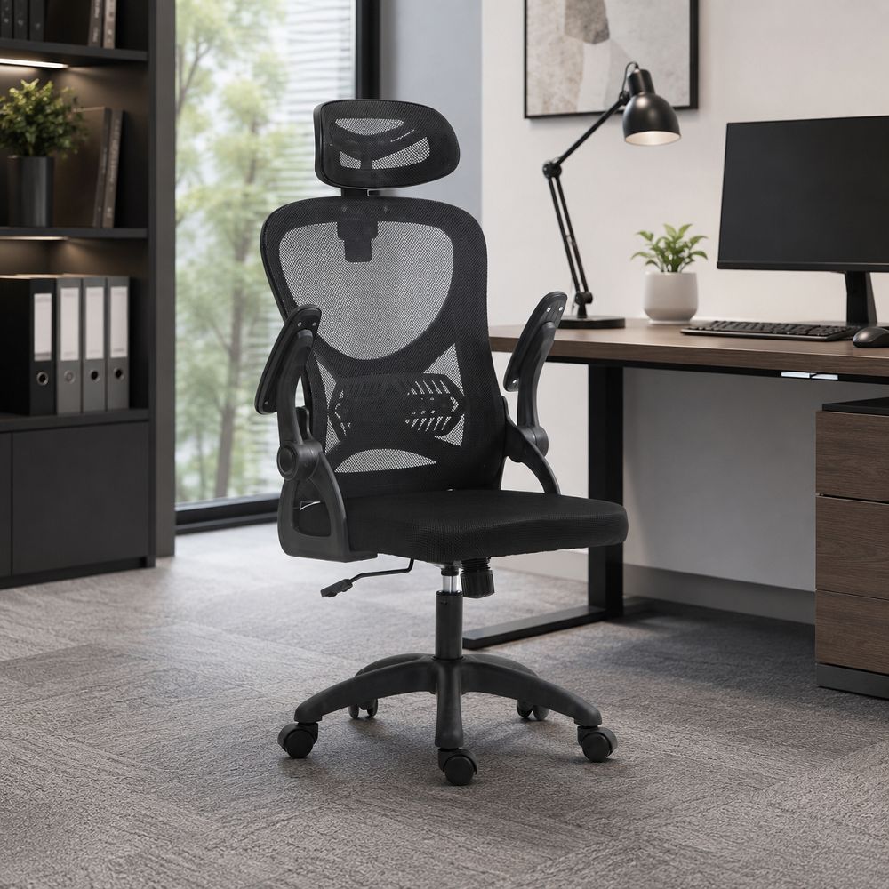 Cadeira Escritório Presidente Office Columbus com Tela Mesh Preto