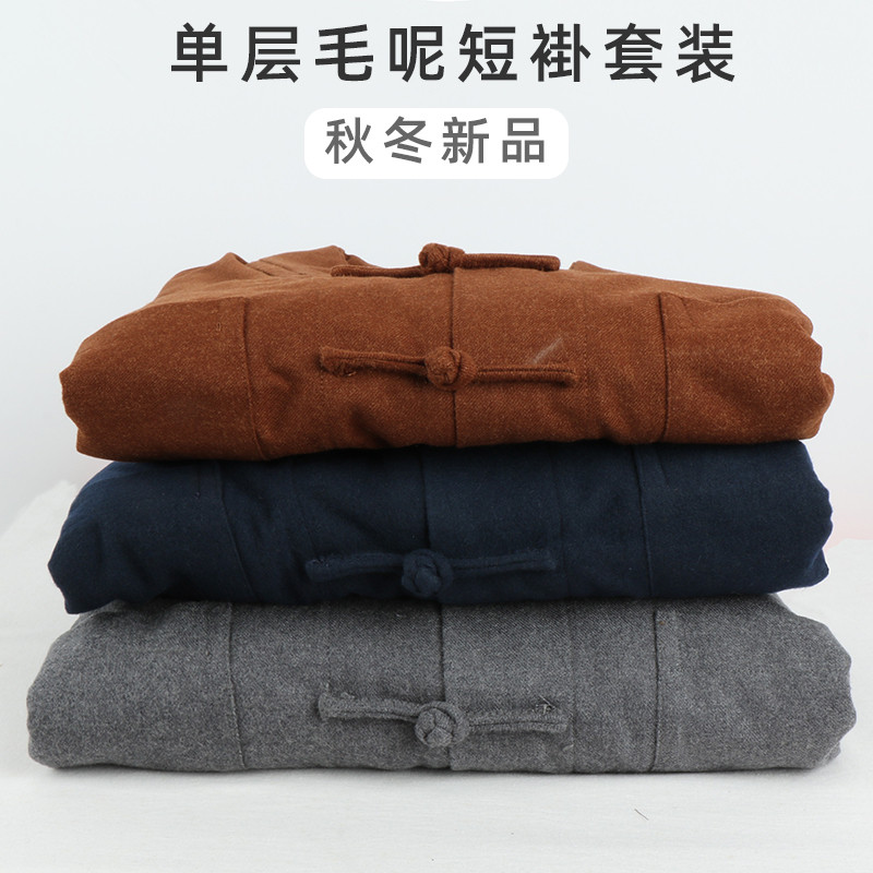Monge roupas primavera outono inverno casaco curto terno High-End casaco de lã monge roupas masculinas monge roupas femi