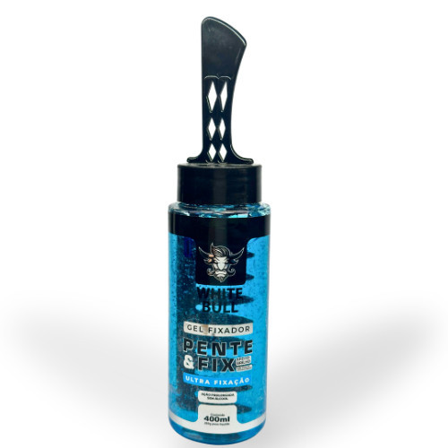 Gel Modelador Pente & Fix Azul 280g White Bull – Com Pente Embutido e Brilho Natural