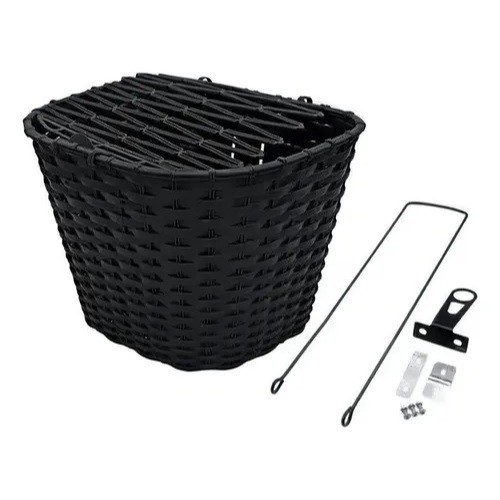 Cesta preta plástico reforçado com tampa para bike aro 26 em Oferta na Shopee