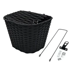 Cesta preta plástico reforçado com tampa para bike aro 26