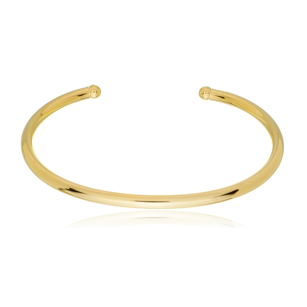 Pulseira Bracelete Rígida Lisa Folheada a Ouro 18K Semijoia