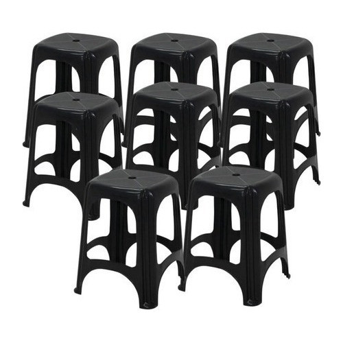 Jogo 8 Peças Banco Plástico Banqueta Tramontina Até 120 Kg Polipropileno Resistente Bar Casa Cozinha